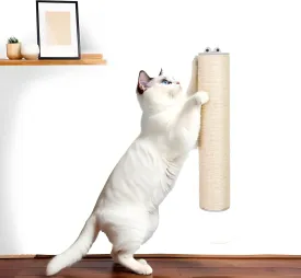 18'' Tall Sisal Rope Sturdy Cat Scratching Post - Wall Scratchers for Indoor Cats, 1 Tie Vertical Cat Climbing Pole, Cat Wall Furniture