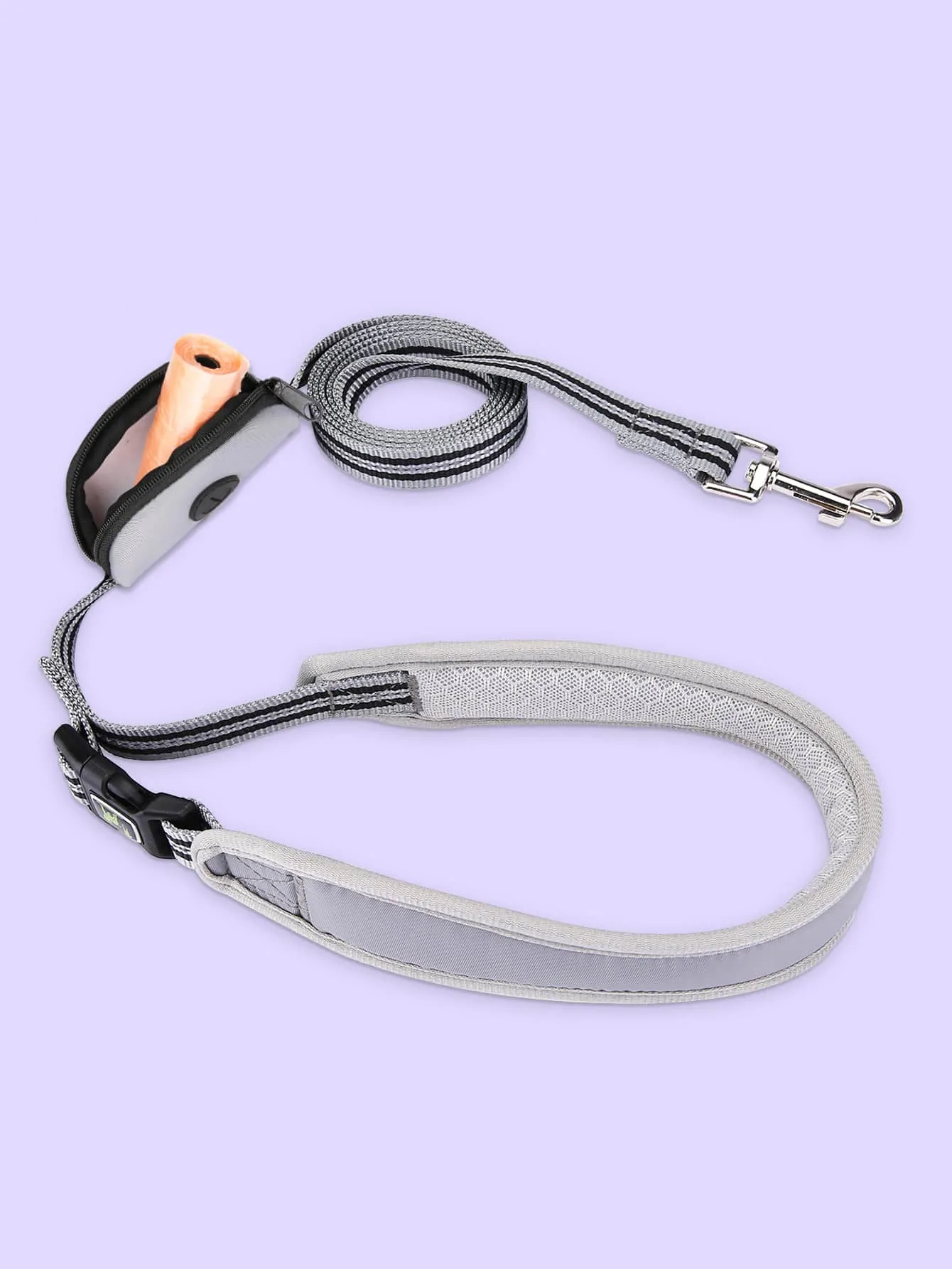 1pc Two Tone Pet Leash With Poopbag Dispenser 1roll Poopbag