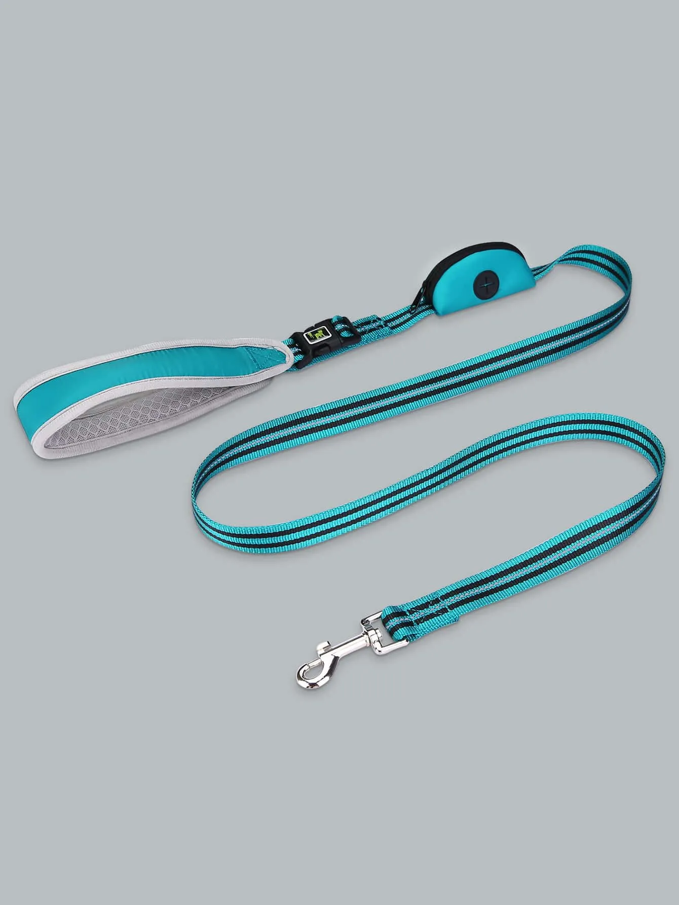 1pc Two Tone Pet Leash With Poopbag Dispenser 1roll Poopbag