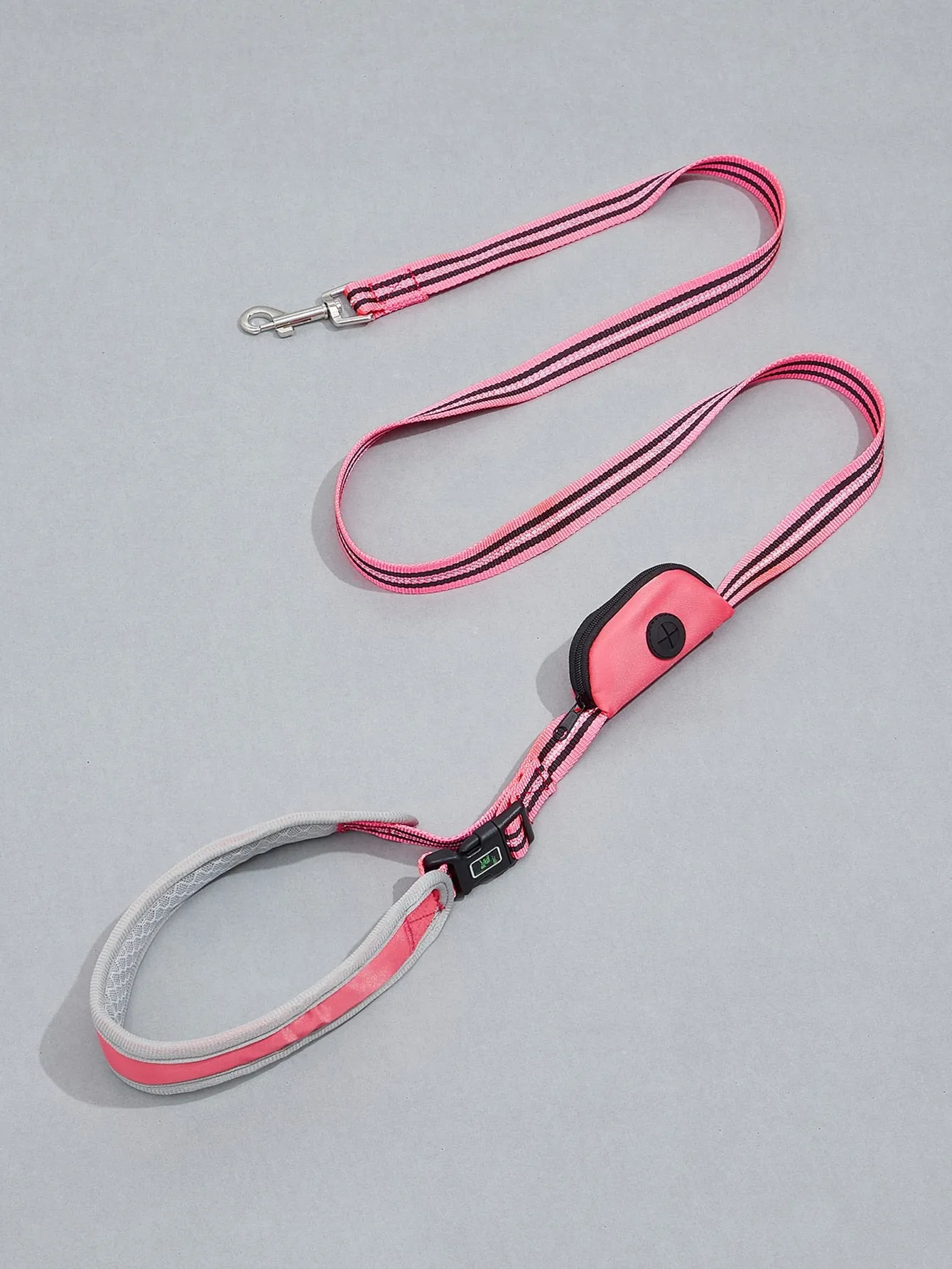 1pc Two Tone Pet Leash With Poopbag Dispenser 1roll Poopbag
