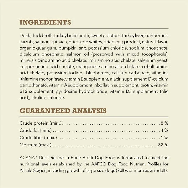 ACANA Duck Recipe in Bone Broth Canned Dog Food