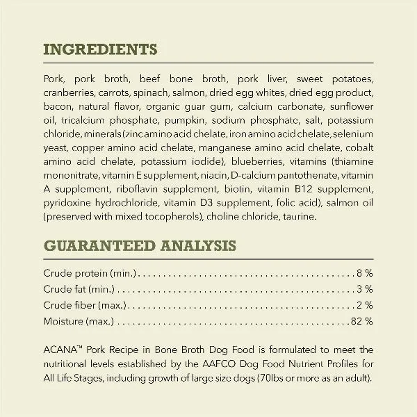 ACANA Pork Recipe in Bone Broth Canned Dog Food