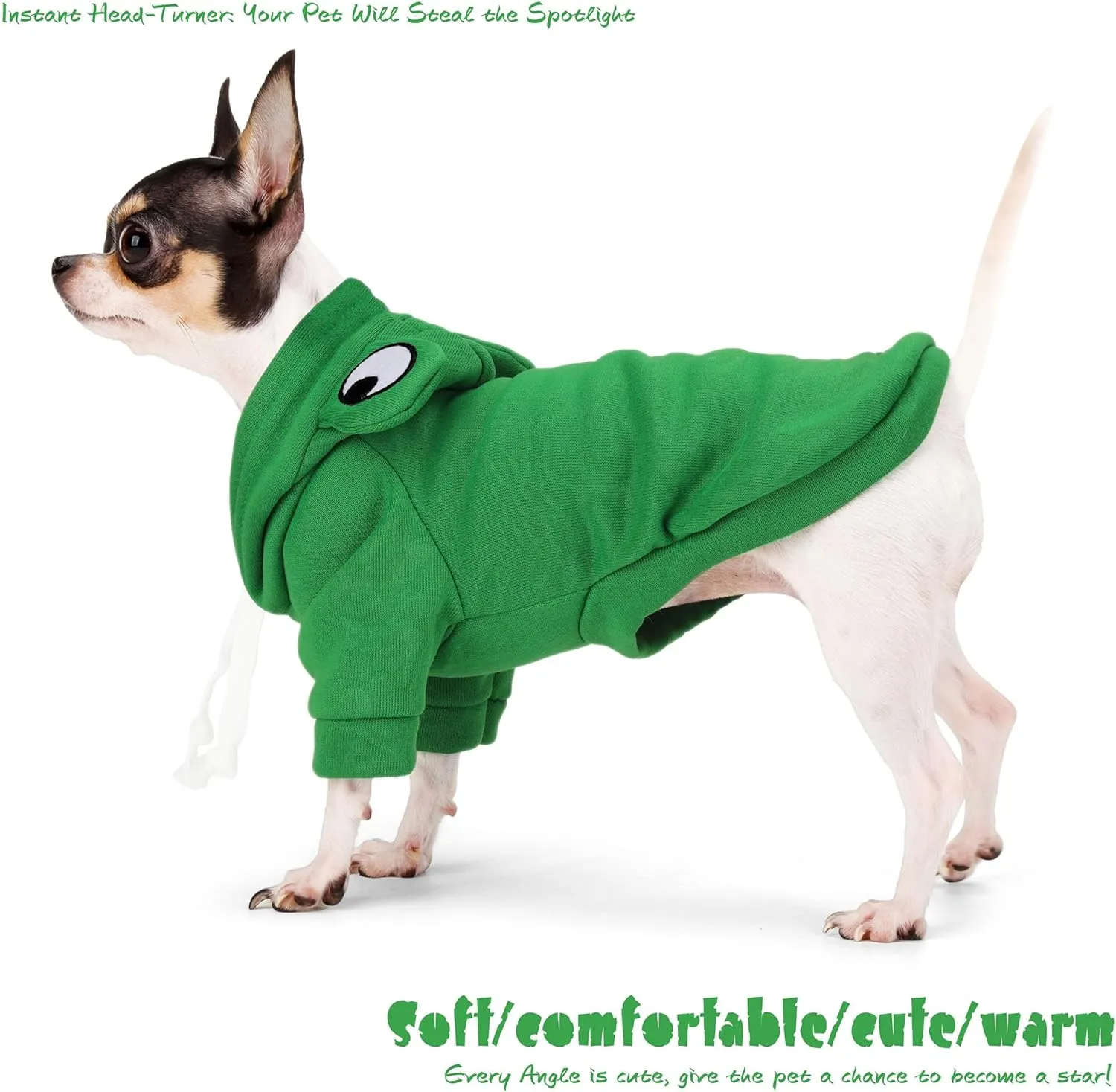 Adorable Frog Dog Hoodie with Cute Frog Eyes,Warm and Cozy Cotton Blend Sweatshirt for Small,Medium Dogs Perfect for Fall,Dog Costumes,and Cosplay Parties,Pet Outfit for All Occasions.Yellow M