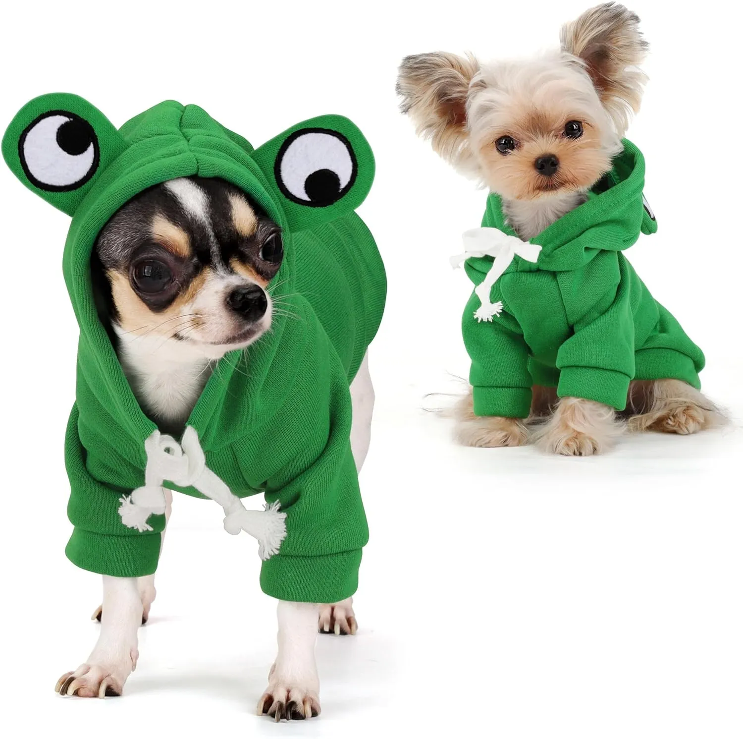 Adorable Frog Dog Hoodie with Cute Frog Eyes,Warm and Cozy Cotton Blend Sweatshirt for Small,Medium Dogs Perfect for Fall,Dog Costumes,and Cosplay Parties,Pet Outfit for All Occasions.Yellow M