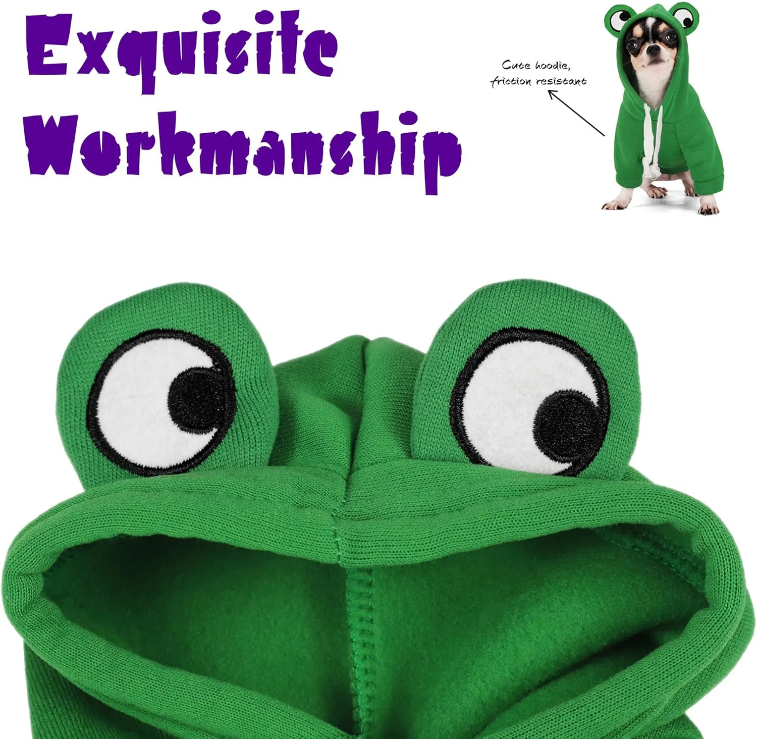 Adorable Frog Dog Hoodie with Cute Frog Eyes,Warm and Cozy Cotton Blend Sweatshirt for Small,Medium Dogs Perfect for Fall,Dog Costumes,and Cosplay Parties,Pet Outfit for All Occasions.Yellow M