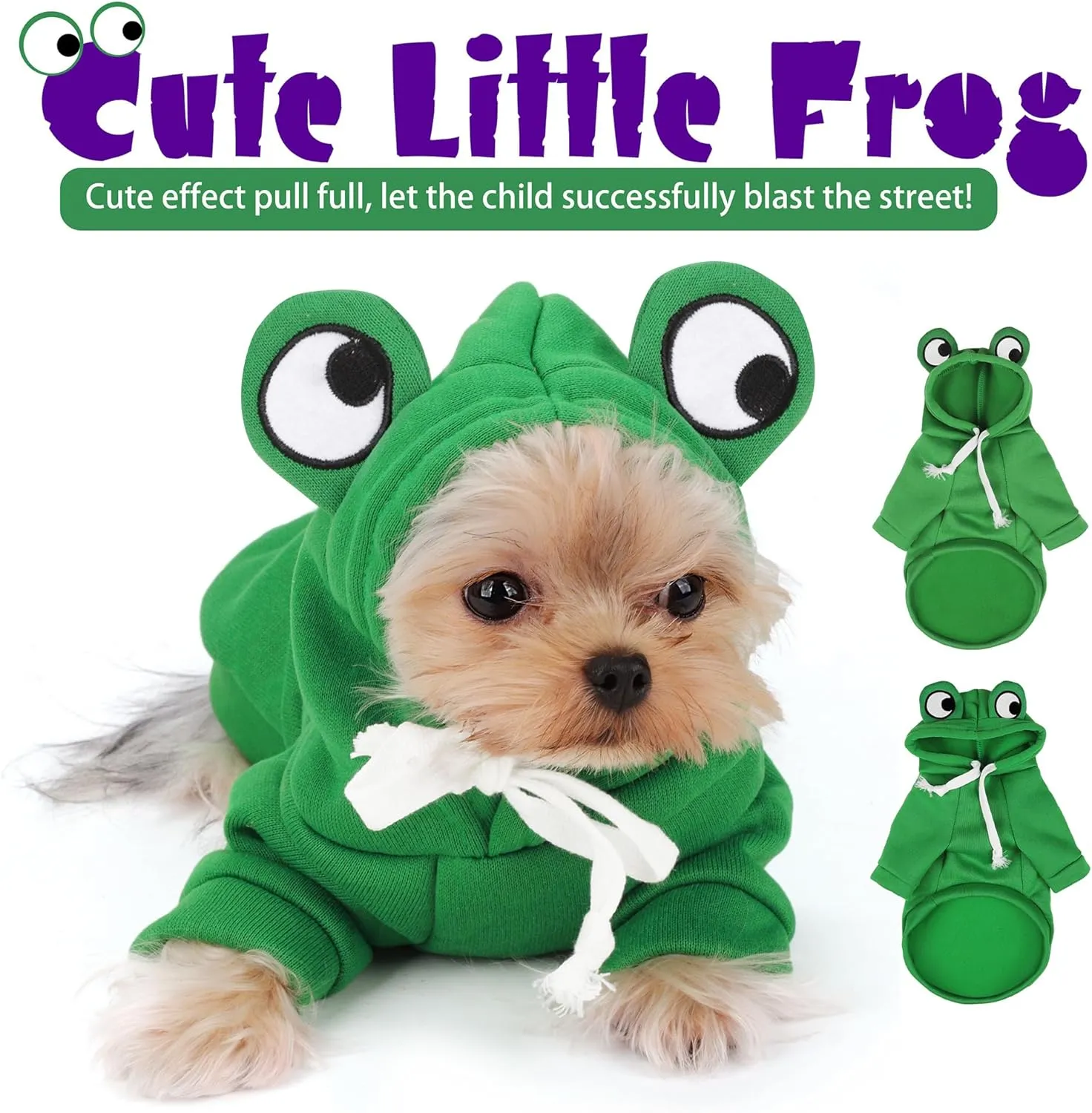 Adorable Frog Dog Hoodie with Cute Frog Eyes,Warm and Cozy Cotton Blend Sweatshirt for Small,Medium Dogs Perfect for Fall,Dog Costumes,and Cosplay Parties,Pet Outfit for All Occasions.Yellow M