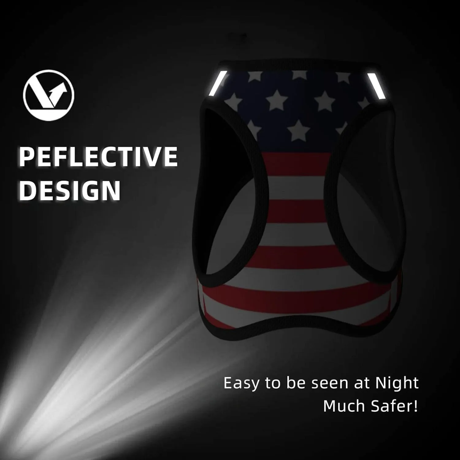 American Star Flag No Pull Dog Harness and Leash Set, Reflective Vest for Small Dogs, Adjustable Breathable Cute Classic Mesh Puppy Harness for Walking Hiking,Small