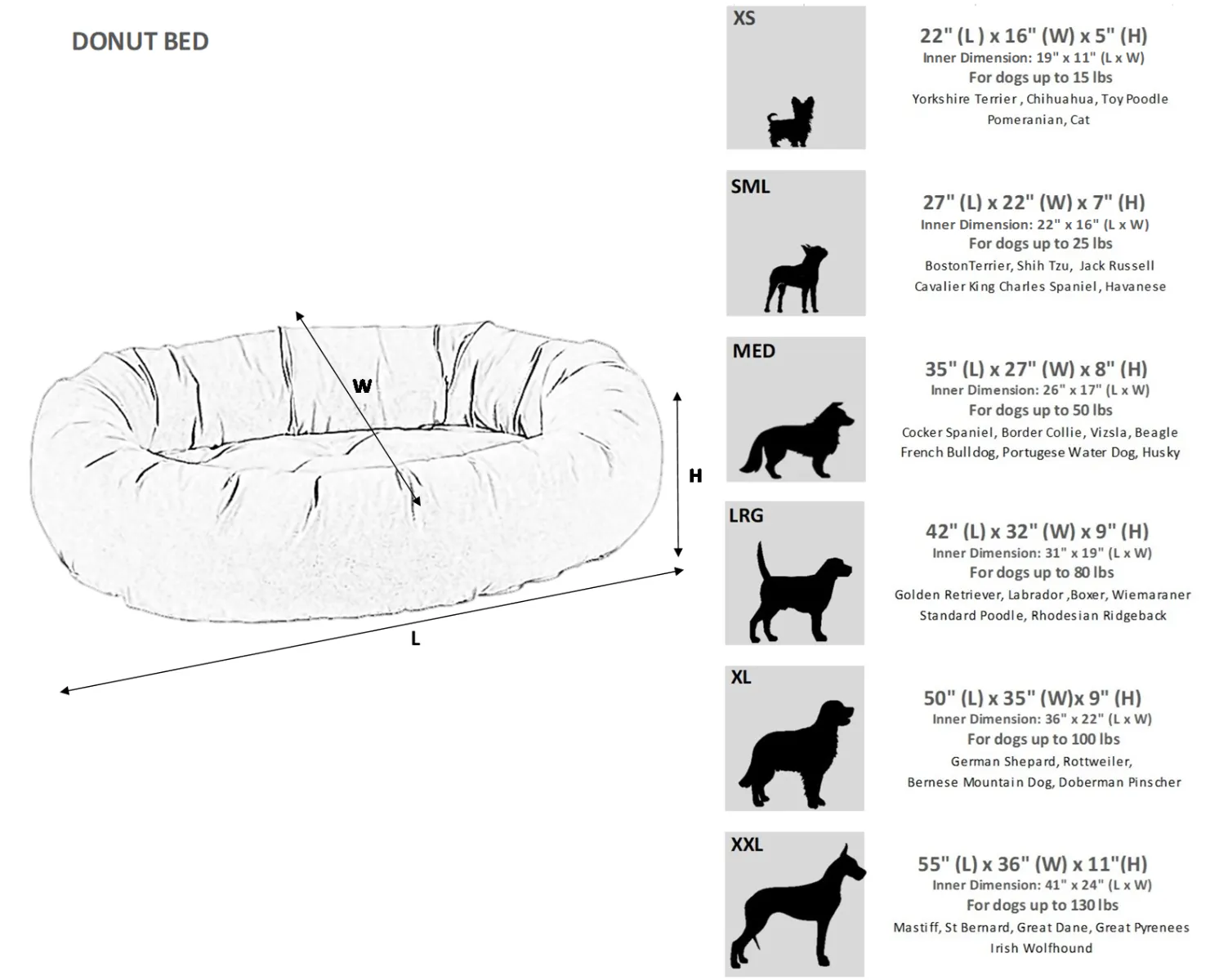Bowsers Calming Donut Dog Bed Microvelvet Fabric Washable Cover