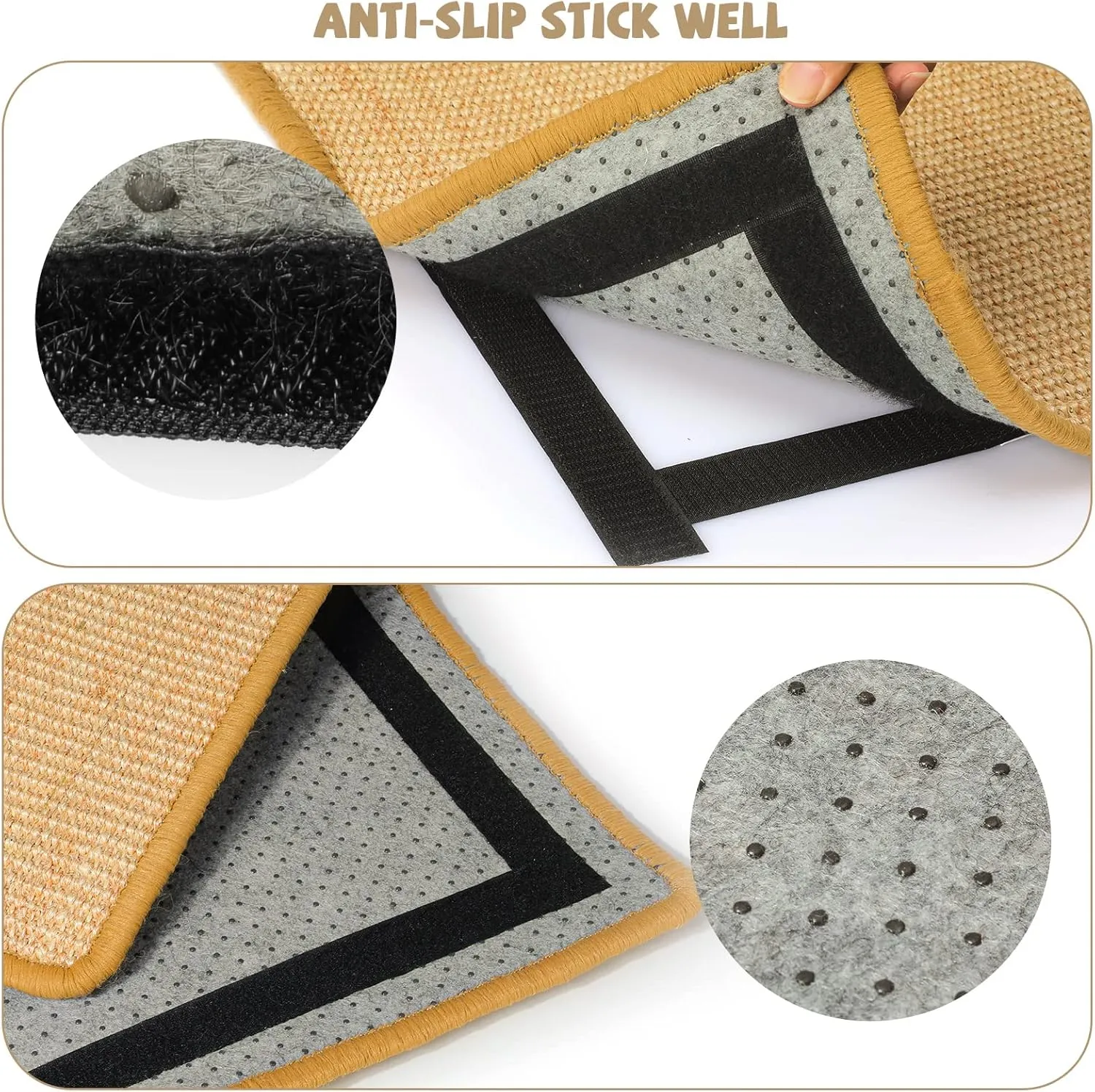Carpet Cat Scratching Mat Sisal, 2 Packs Sisal Fabric Large 23.6" x 15.7" Cat Scratching Pad for Indoor Cats with Adhesive Hook Loop Tape, Cat Scratching Rug Wall Scratchers for Indoor Cats