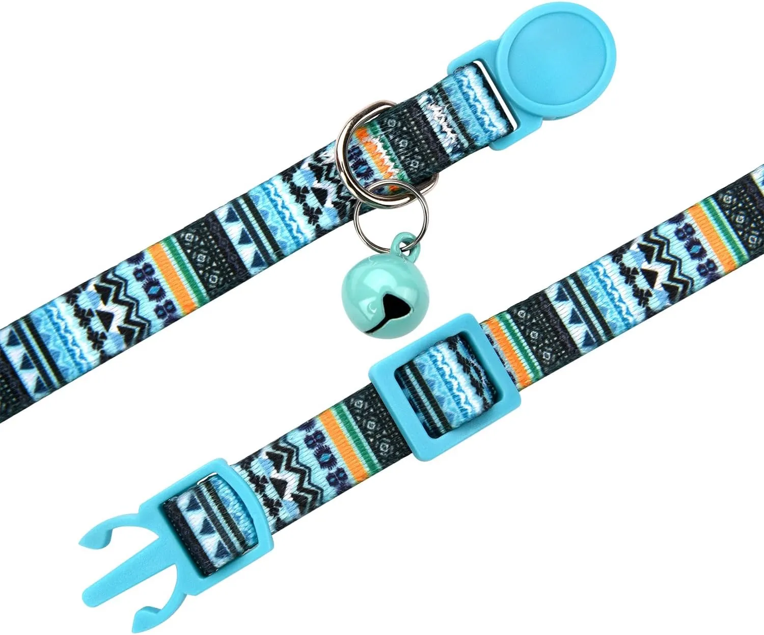 Cat Collar Breakaway with Bells, 3 Pack Girl Boy Pet Cat Collar with Bohemia Floral Tribal Geometric Patterns, Adjustable 7.5-12 Inch, with Safety Buckle for Kitten Cat(Set B)