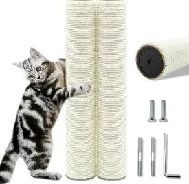 Cat Scratching Post Replacement Pole2 PCS 15.7in Cat Tree Replacement PostNatural Sisal Cat Tree Replacement Parts with M8 ScrewsCat Scratch Post Replacement for Refurbishment (15.7in/40cm)