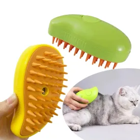 Cat Steam Brush with Electric Spray Soft Silicone Grooming Tool