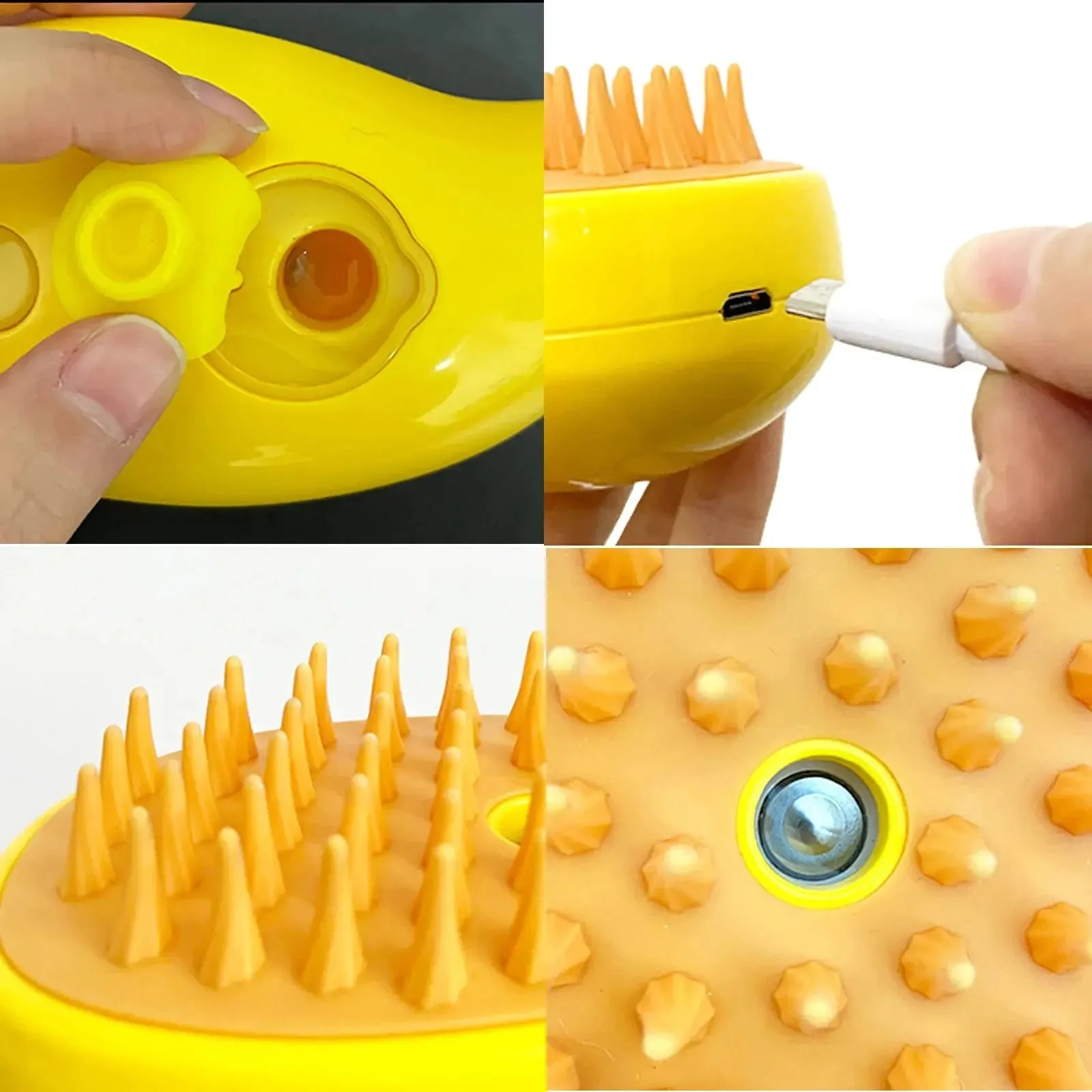 Cat Steam Brush with Electric Spray Soft Silicone Grooming Tool