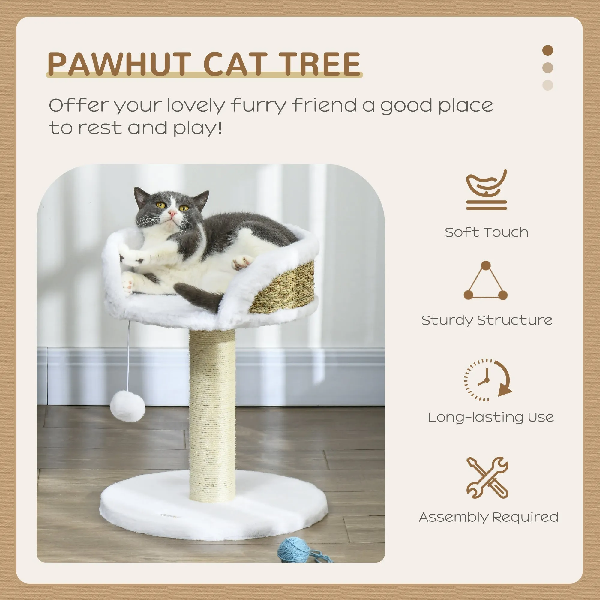 Cat Tree Tower with Scratching Posts White