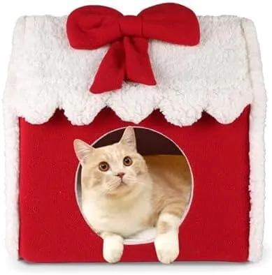Christmas Cat Bed Cave Nest House Cat Igloo