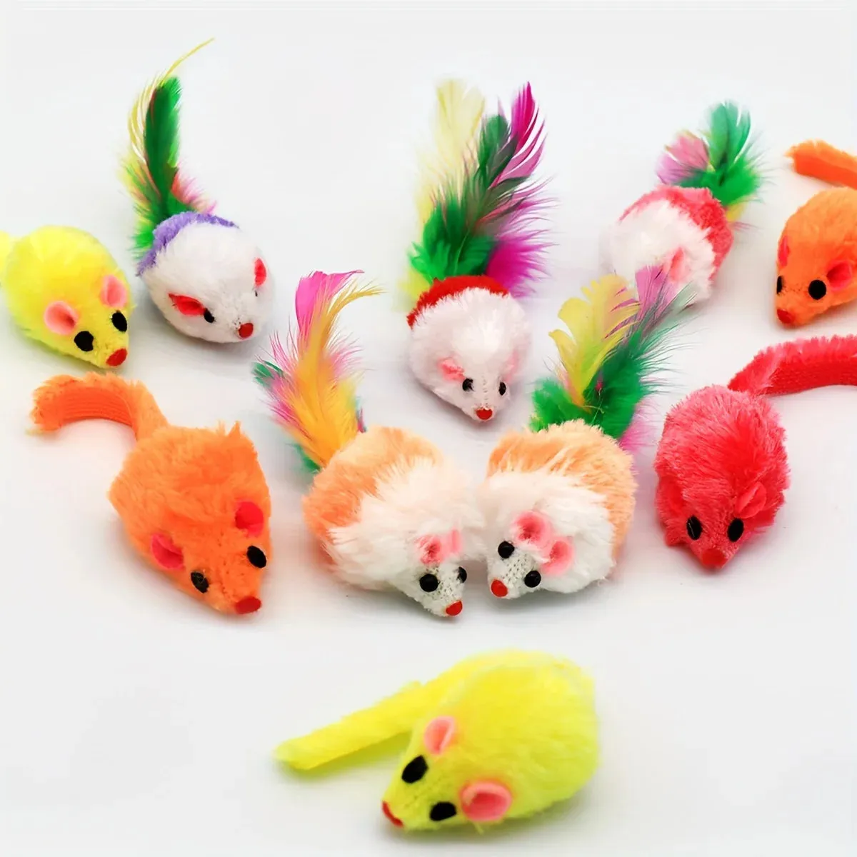Colorful Catnip-Infused Plush Mice Toys