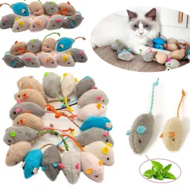 Colorful Catnip-Infused Plush Mice Toys