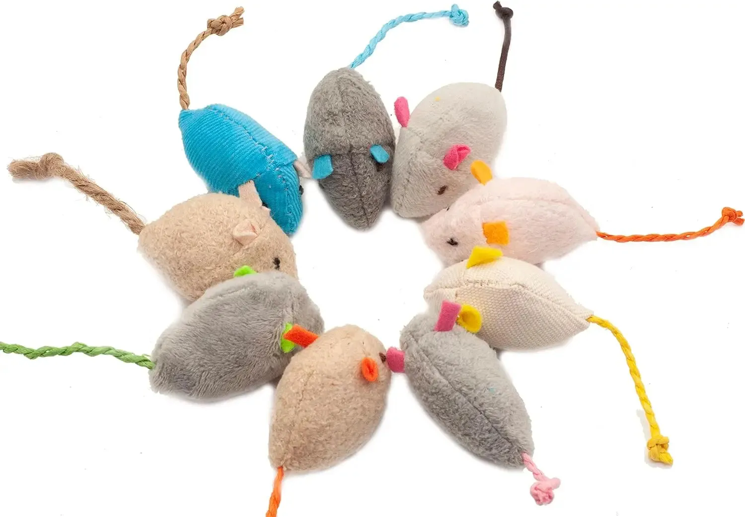 Colorful Catnip-Infused Plush Mice Toys