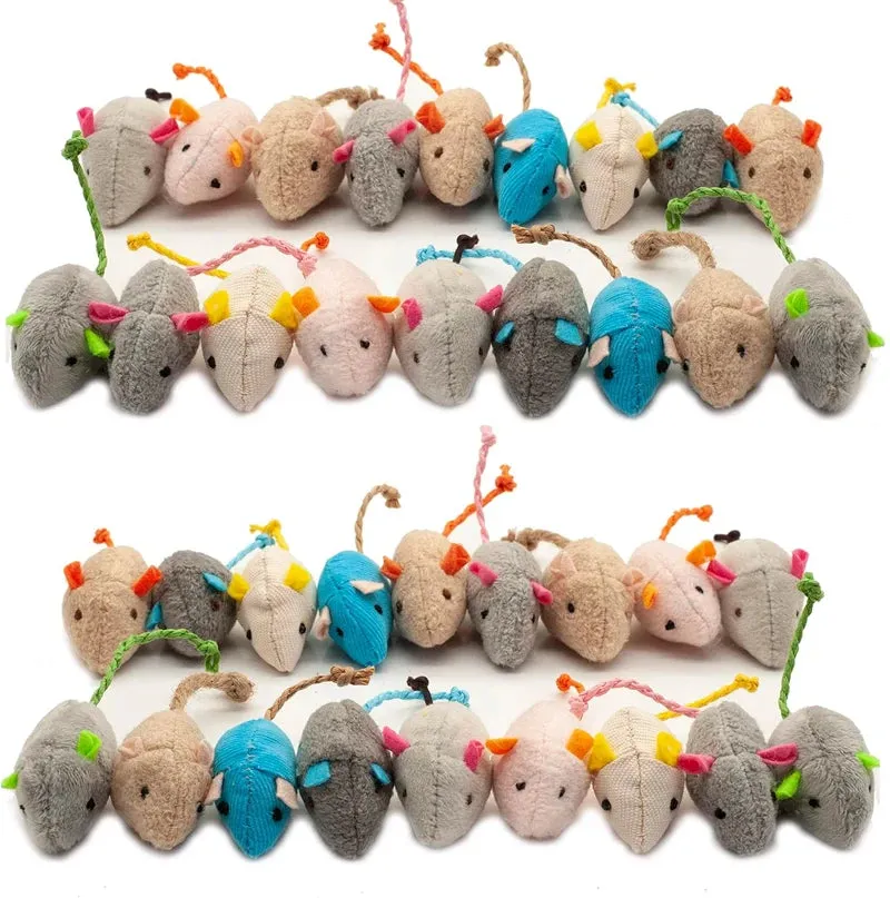 Colorful Catnip-Infused Plush Mice Toys