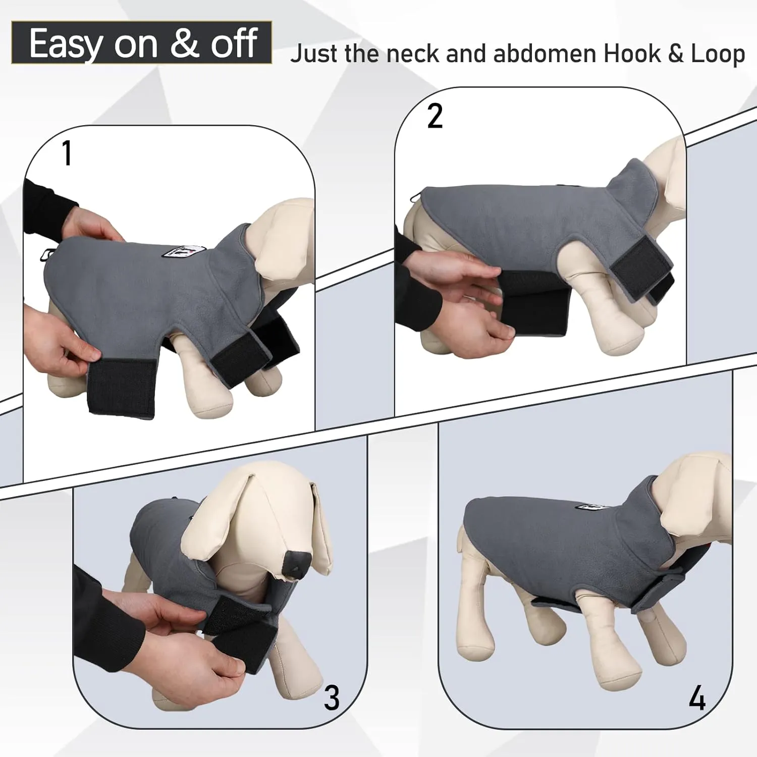 DENTRUN Windproof Winter Warm Fleece Large Dog Coat Reversible Puppy Jacket Reflective Soft Pet Vest, Cold Weather Dog Sweater Apparel Leash Access Overcoat for Large Breeds, Grey, XL