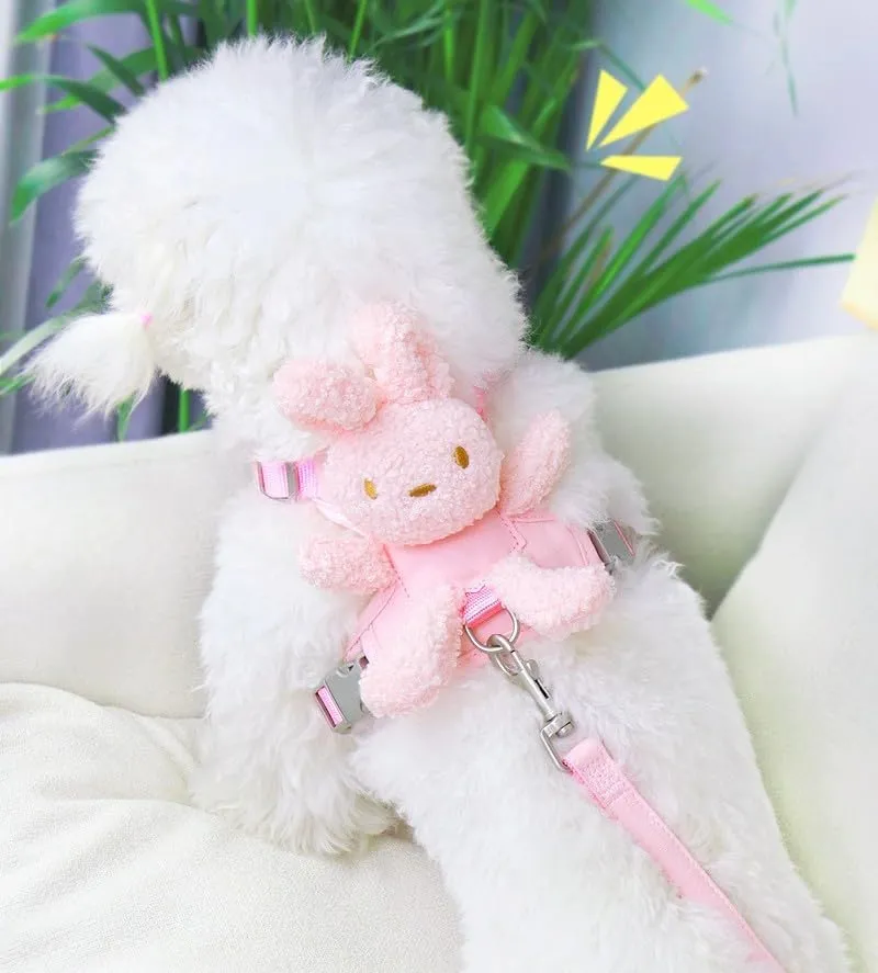 Dog Collar Dog Harness, Small and Medium-Sized Dog Walking Leash, Anti-Breakaway, Adjustable Cat Harness