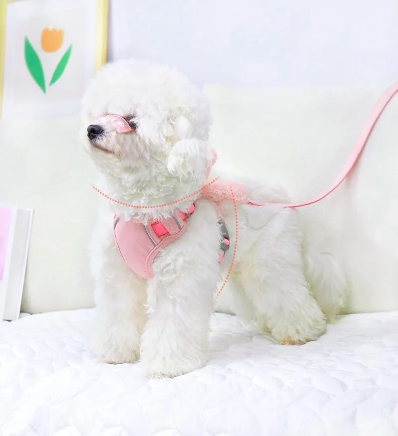 Dog Collar Dog Harness, Small and Medium-Sized Dog Walking Leash, Anti-Breakaway, Adjustable Cat Harness