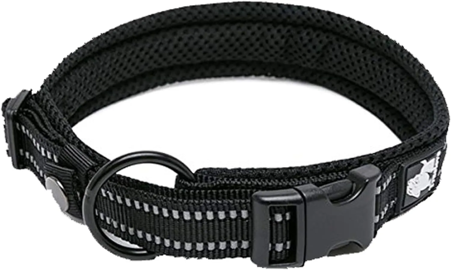 Dog Collar Reflective Premium Duraflex Buckle,High Grade Nylon Webbing No Choke Basic Collars Truelove TLC5011(Black,S)