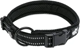 Dog Collar Reflective Premium Duraflex Buckle,High Grade Nylon Webbing No Choke Basic Collars Truelove TLC5011(Black,S)