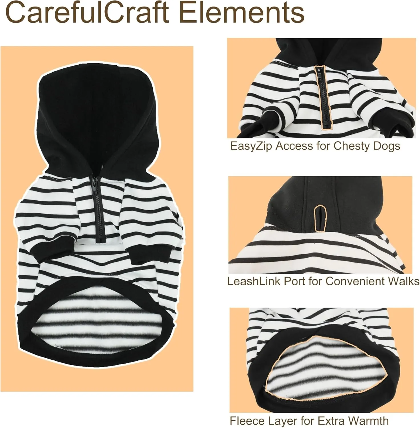 Dog Sweaters for Medium Dogs Boy French Bulldog Clothes,Frenchie Clothes Dog Fleece Sweaters Winter Coat Pet Sweatshirt Hoodie Medium Sized Halloween Costume,Black Striped,L