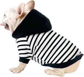 Dog Sweaters for Medium Dogs Boy French Bulldog Clothes,Frenchie Clothes Dog Fleece Sweaters Winter Coat Pet Sweatshirt Hoodie Medium Sized Halloween Costume,Black Striped,L