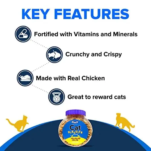 Drools Real Chicken Biscuits, Cat Treats Jar - 400g