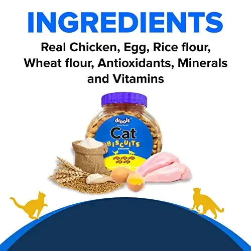 Drools Real Chicken Biscuits, Cat Treats Jar - 400g