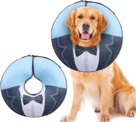 EXPAWLORER X-Large Widen Soft Dog Cone Collar - Inflatable Dog Neck Donut Collar Alternative After Surgery to Stop Licking,Adjustable Protective Recovery E Collar(Blue Suit)