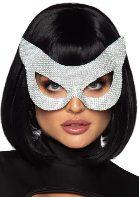 Faux Rhinestone Cat Mask
