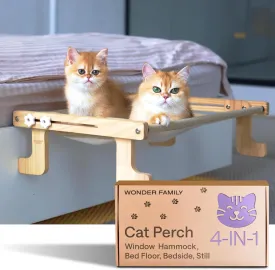 Foldable Cat Window Perch for Cats Inside  4-in-1 Cat Bed for Shelf, Windowsill, Wall, Floor  4 Heavy Duty Suction Cups, Sturdy Frame, Screws  Pet Hammock Sill Extender  Textile Window Cats Bed