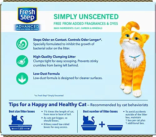 Fresh Step Clumping Cat Litter, Advanced, Unscented, 18.5 lbs