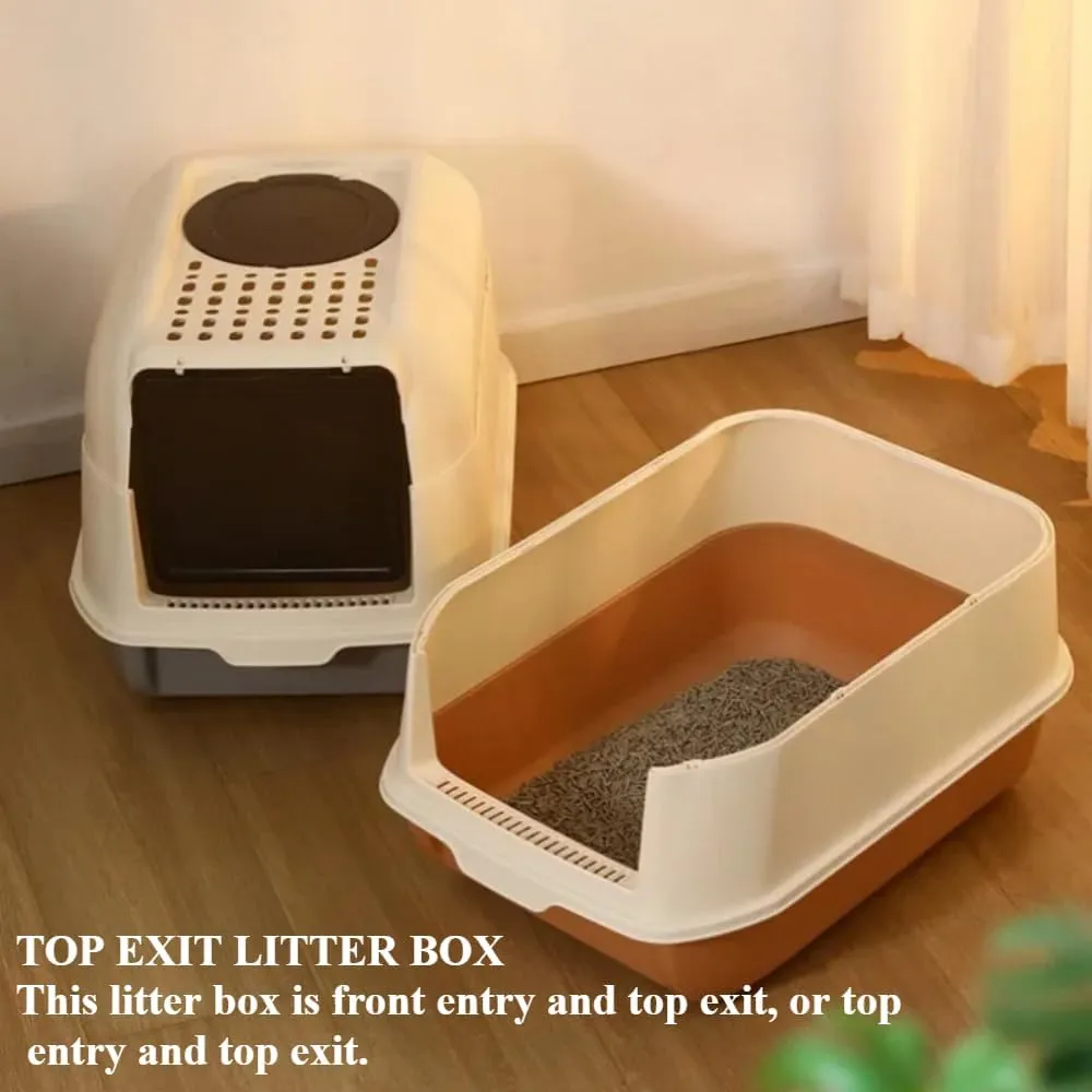 Fully Enclosed Cat Litter Box with Lid - Splash-Proof and Leak-Proof, High Edges, Odorless Design, Easy Installation and Cleaning, 20.5" L X 14.2" W X 13.4" H (Black)