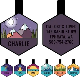 GoTags Silent Dog Tag, Personalized Engraved Silicone Dog and Cat Name Pet ID Tags, Soundless No More Jingling Tags (Mountain Purple)