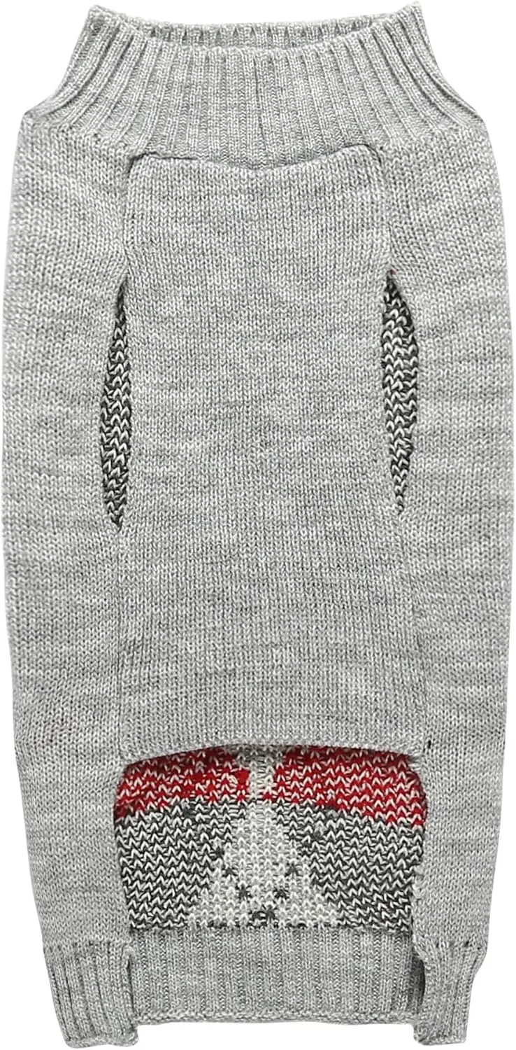 Grey Argyle Knit Pet Sweaters Clothes for Small Dogs, Classic Gray X-Small (XS) Size