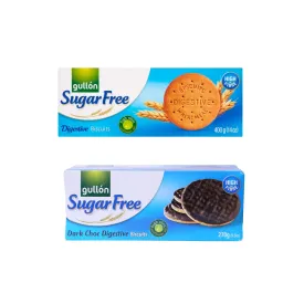 Gullon Sugar Free Digestive Biscuits 400g   Gullon Sugar Free Dark Chocolate Digestive Biscuits 270g (Combo Pack)