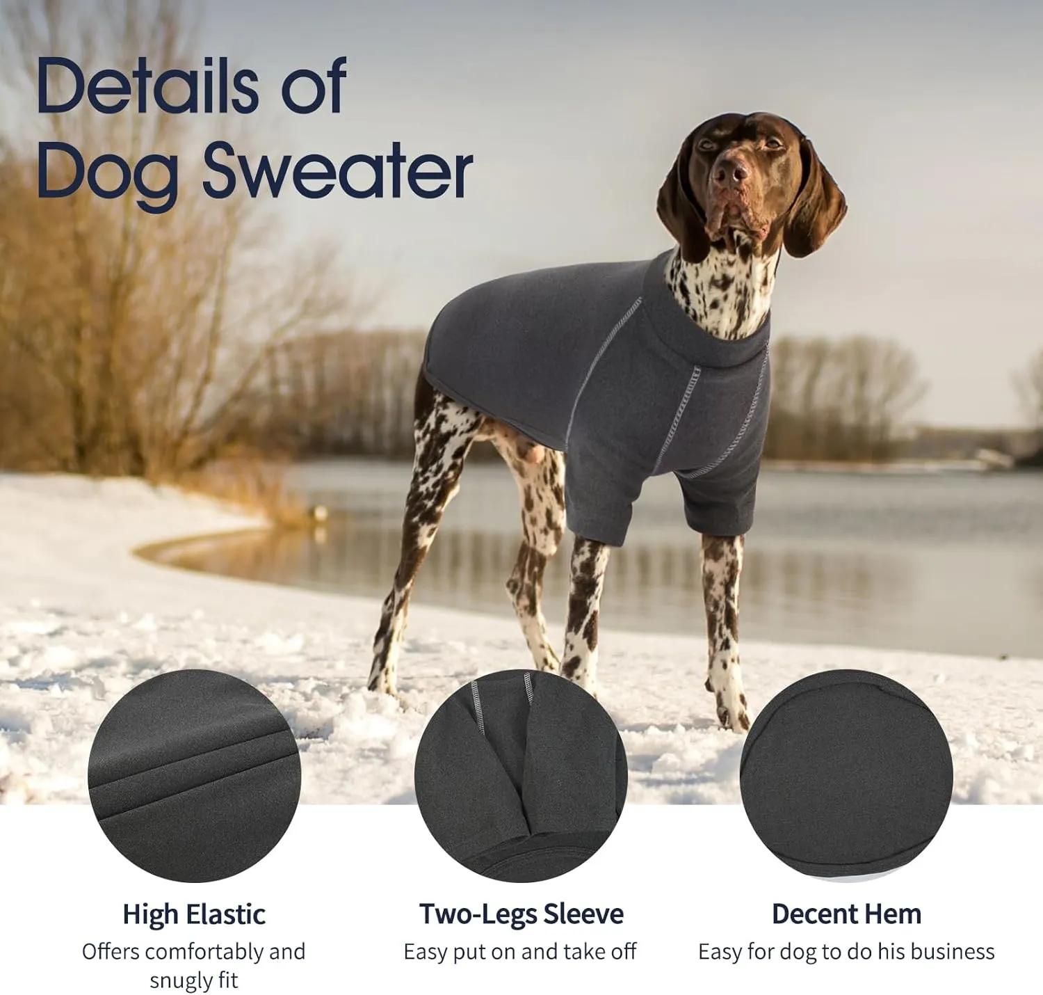 IECOii XL Girl & Boy Dog Sweater: Fleece Pullover Dog Sweatshirt in Grey, Extra-Large