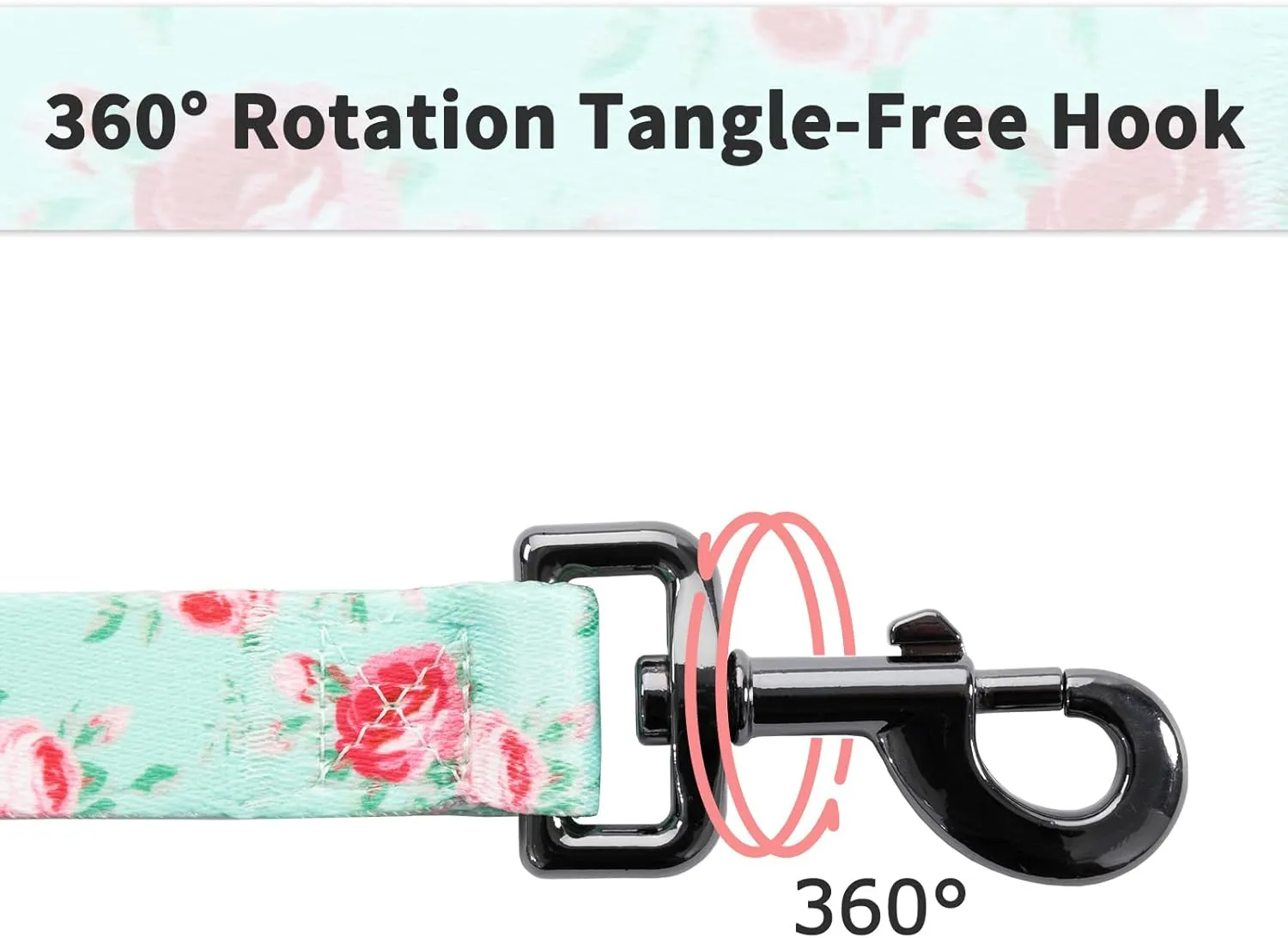 Ihoming Dog Collar and Leash Set for Daily Outdoor Walking Running Training, Floral Spring Design for Medium Boys Girls Dogs Cats Pets, M-Up to 45LBS
