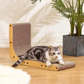 Interactive Cat Scratcher Pads with Toy Ball - Durable Cardboard Cat Scratcher for Indoor Cats - L Shaped Cat Scratcher Board for Furniture Protection - Kitten and Adult Cat Scratching Pad