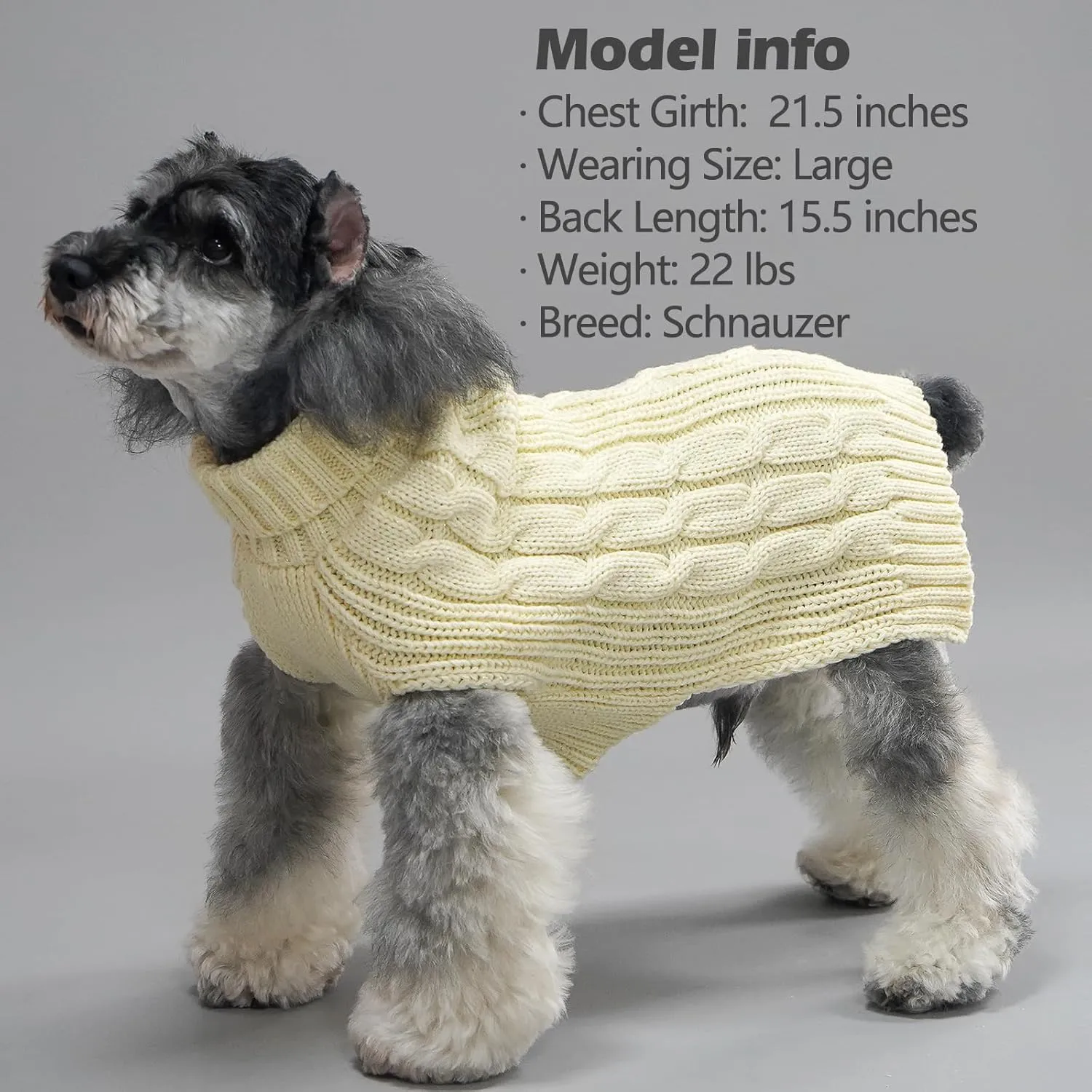 KYEESE Dog Sweaters for Small Dogs Turtleneck Dog Cable Knit Pet Sweater with Golden Thread for Cold Weather, Beige, Medium
