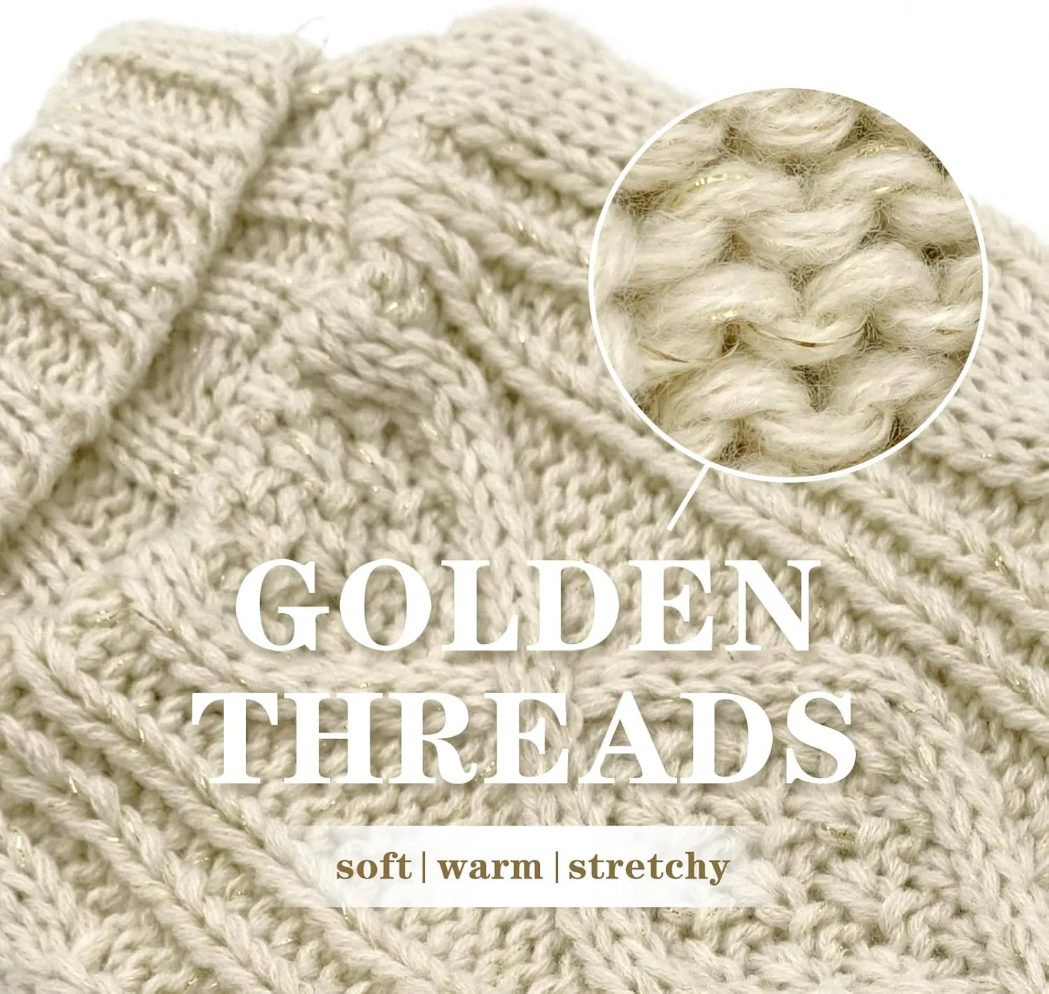 KYEESE Dog Sweaters for Small Dogs Turtleneck Dog Cable Knit Pet Sweater with Golden Thread for Cold Weather, Beige, Medium