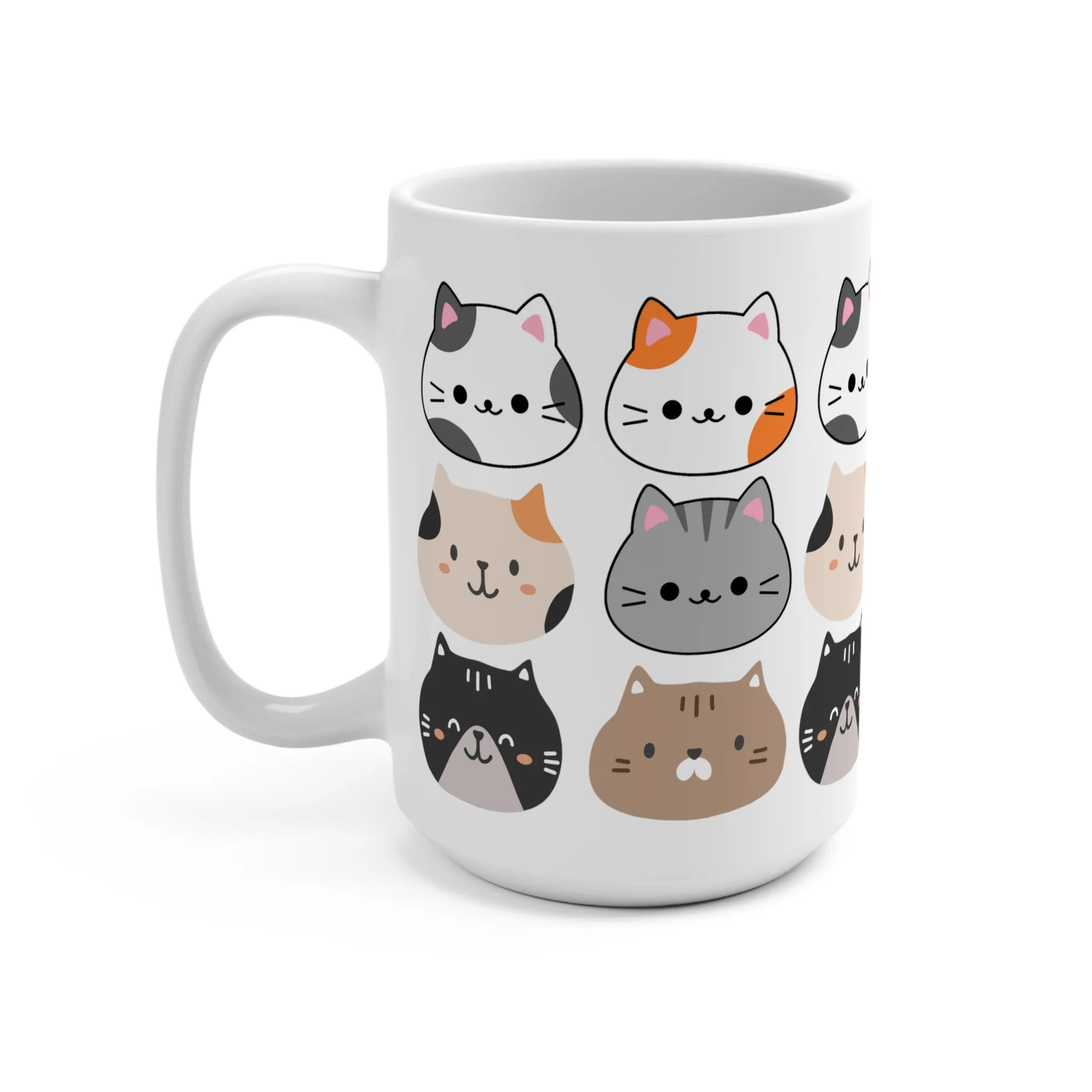 Large Cat Coffee Mug For Cat Lover gift for Cat Mom gift for Coffee Lover Mug All Over Cat Print Mug 15oz