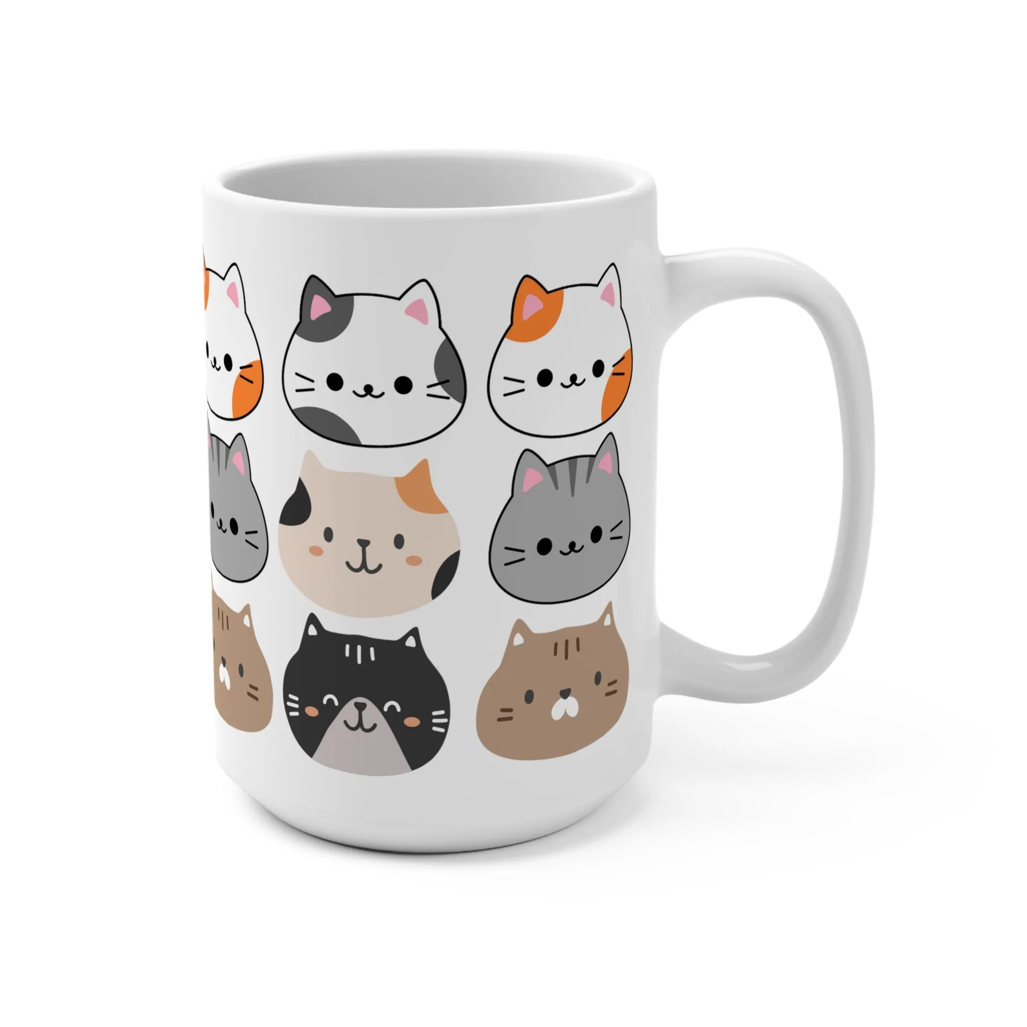 Large Cat Coffee Mug For Cat Lover gift for Cat Mom gift for Coffee Lover Mug All Over Cat Print Mug 15oz