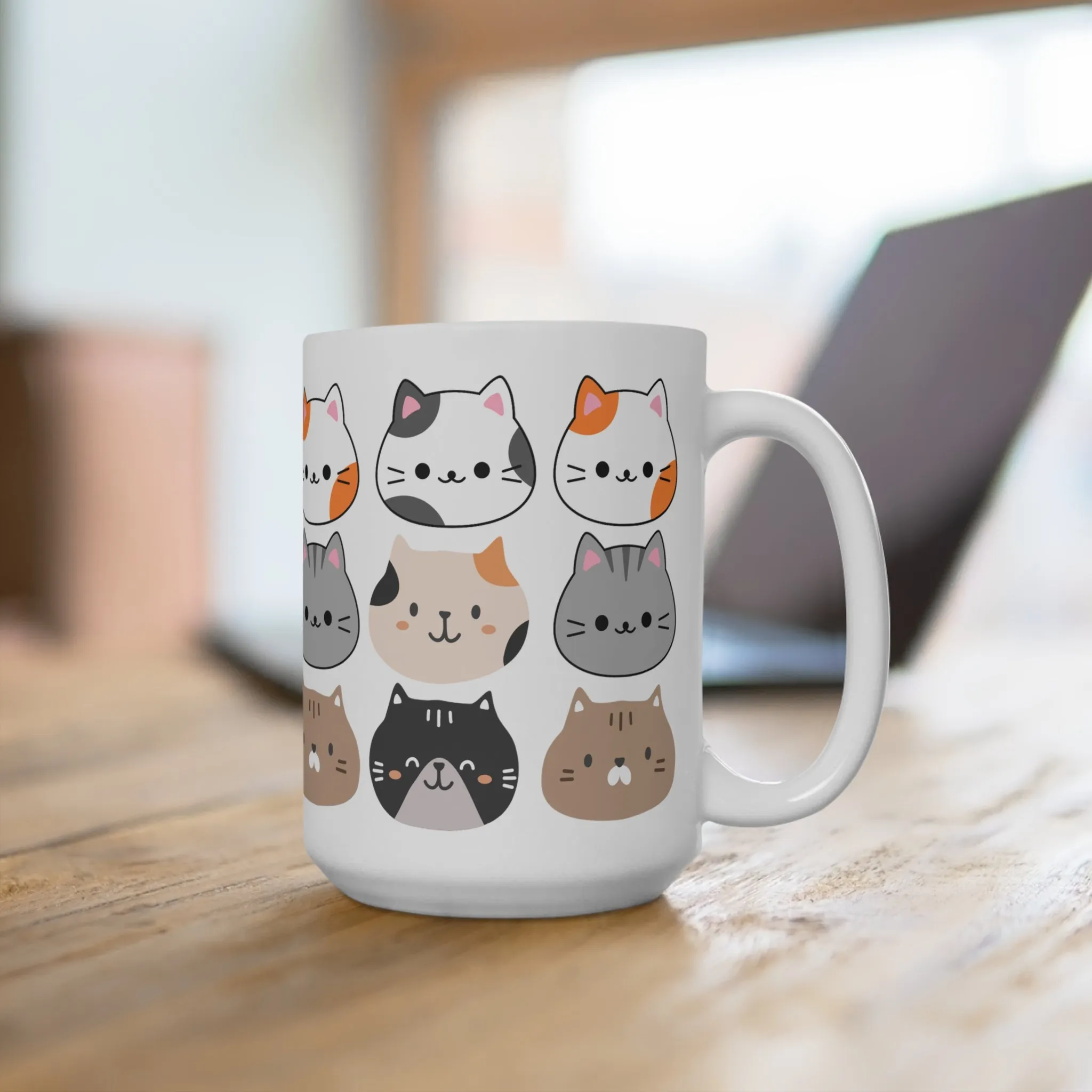 Large Cat Coffee Mug For Cat Lover gift for Cat Mom gift for Coffee Lover Mug All Over Cat Print Mug 15oz