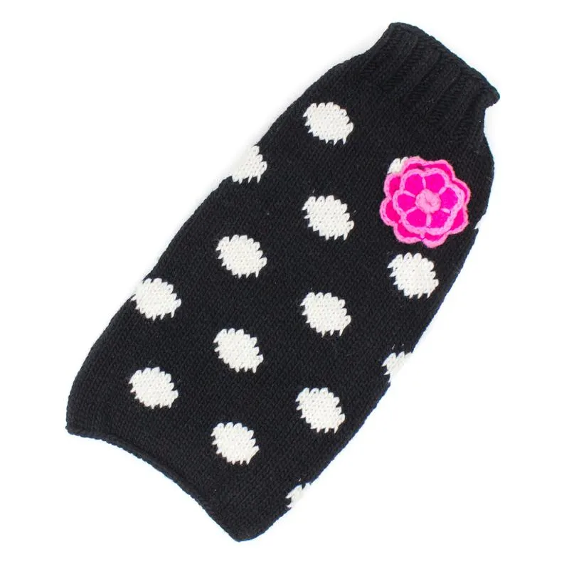 Large Dog Wool Sweater - "Black Polka Dot" - FINAL SALE