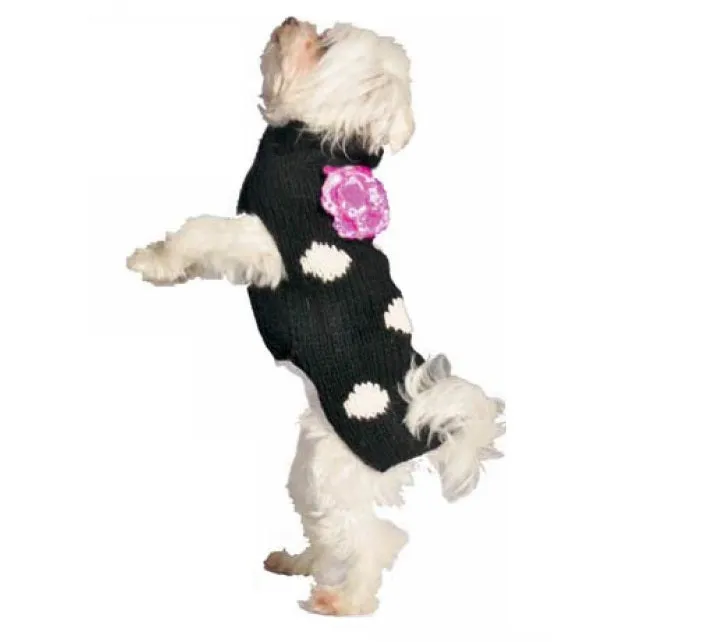 Large Dog Wool Sweater - "Black Polka Dot" - FINAL SALE